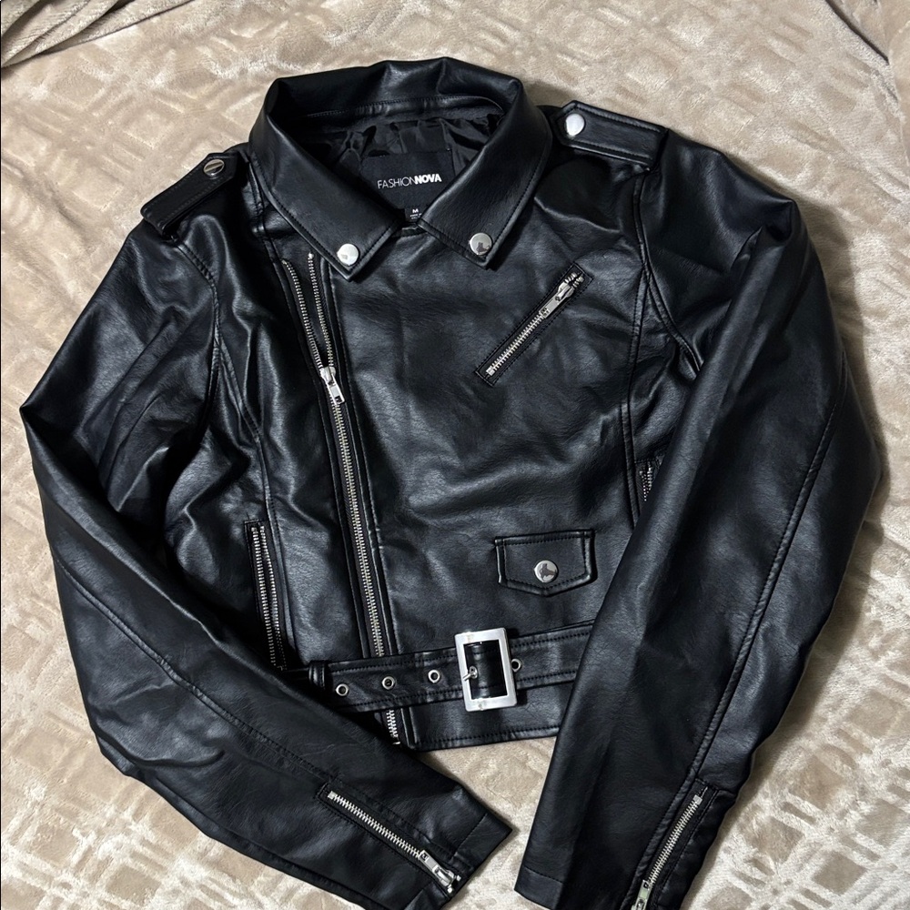 Fashion Nova Black Leather Biker Jacket